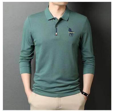 Vanditu Herren-Langarm-Poloshirt: Große Größe, bestickt, lässiger, lockerer Schnitt für Herbst/Winter, geeignet für Männer mittleren Alters und junge Männer.