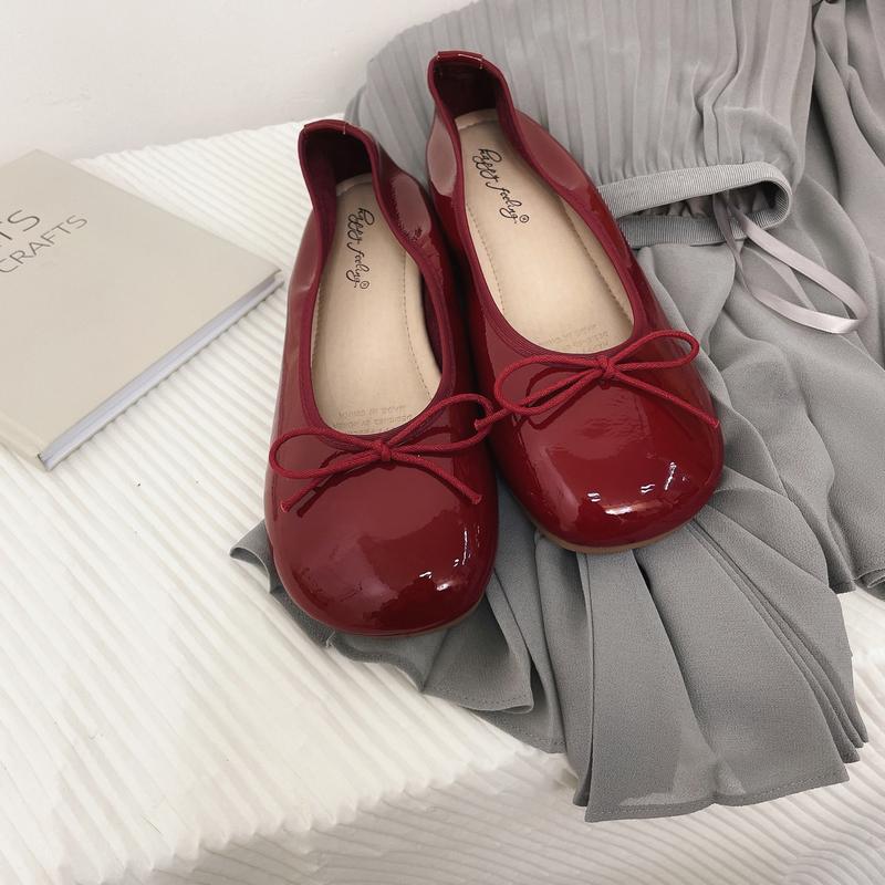 Fashion Women's Fashion Low Heel Shoes Autumn New Round Head Shallow Mouth Butterfly Knot Soft Sole Slip-off Low-top Shoes