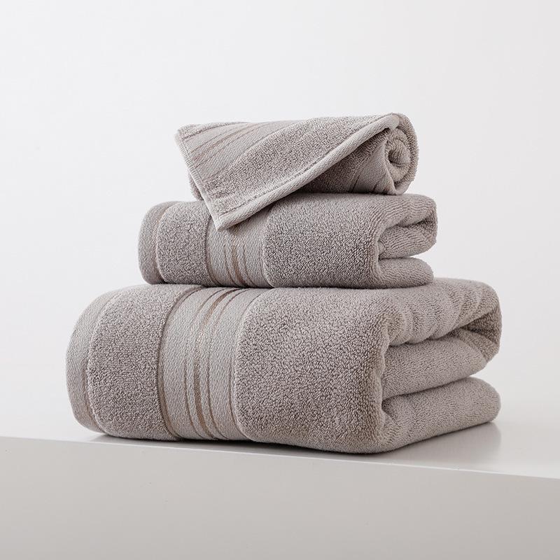 Thickened Pure Cotton Towel Set: Home Bath & Face Towels - 3-Piece