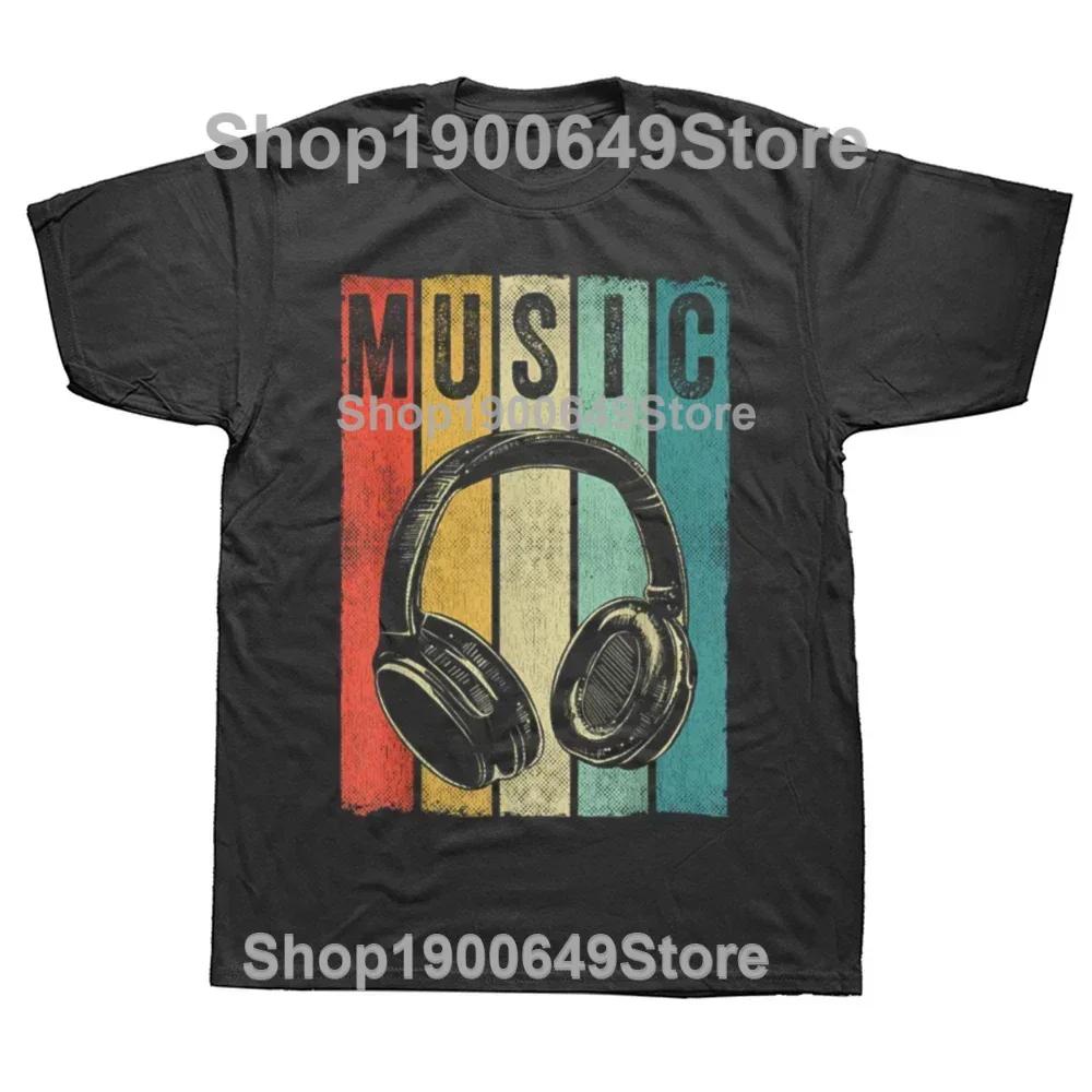 Funny Headphones Around The Neck T Shirt Cool Music Rock and Roll DJ Men Womens Fashion Casual Oversized 100 Cotton TShirt