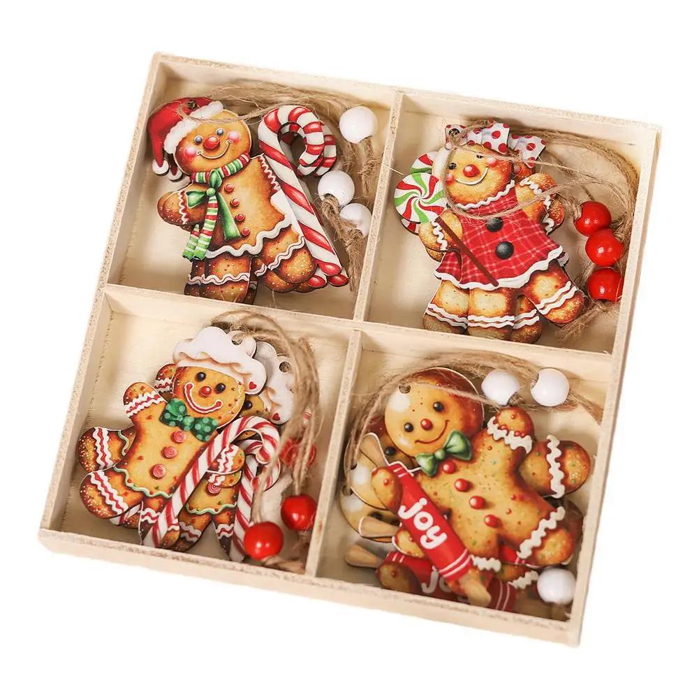 Christmas Wooden Ornaments 12PCS Cute Biscuit Couple And Faceless Santa For Tree Hanging Decorations And Seasonal Home Display