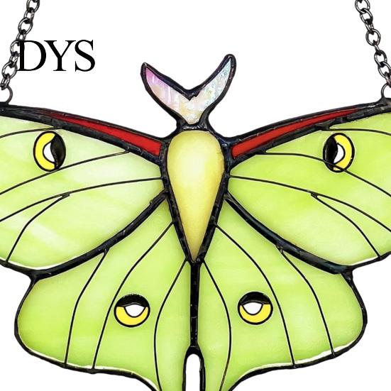 Colorful Light Refraction Decor Stained Glass Style Window Hanging, Acrylic Moth Suncatcher, Decorative Hanging Pendant with Sunlight Catcher