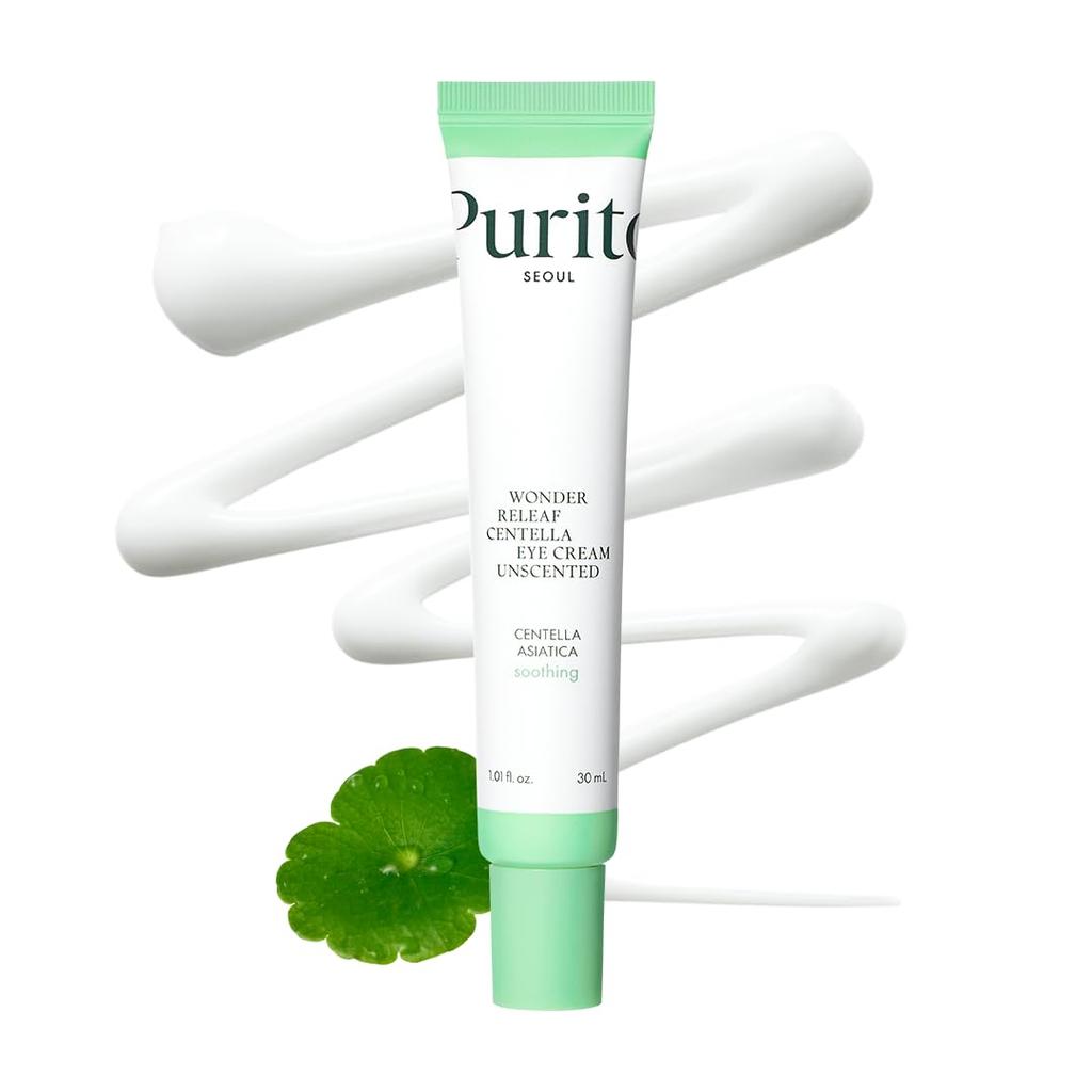 PURITO Centella Duftfreie Augencreme Koreanische Centella Beruhigende Gesichts-Augencreme für Empfindliche Haut für Gesicht Augenringe Falten Schwellungen Vegan