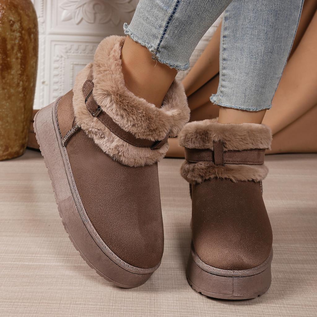 Fashion 2025 New Women Single Boots Casual Warm Non-slip Snow Boots Women Winter Outdoor Women Shoes Thick Soled Plush Mid-calf Boots