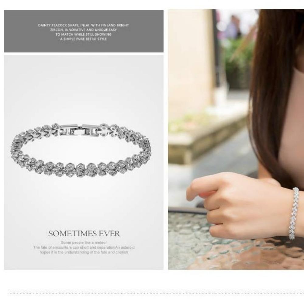 925 Sterling Silver Bracelet Inlaid With Love Zircon Ladies Fashion Birthday Party Wedding Valentine's Day Jewelry Gift