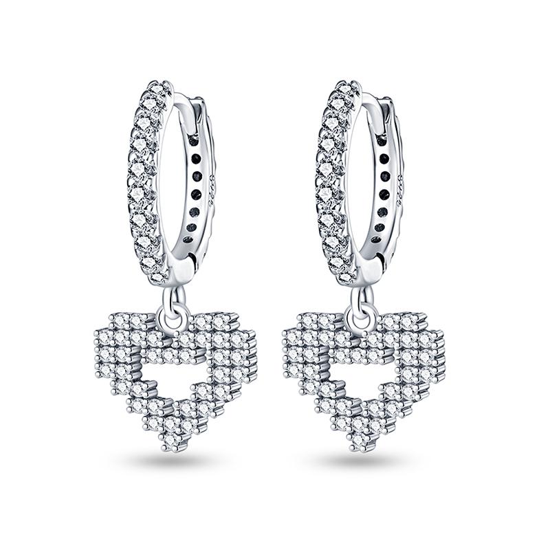 925 Sterling Silver Sweet Lovely Love Heart Series Jewelry Fashion Zircon Circle Hoop Earrings for Women Jewelry Gift Accessory