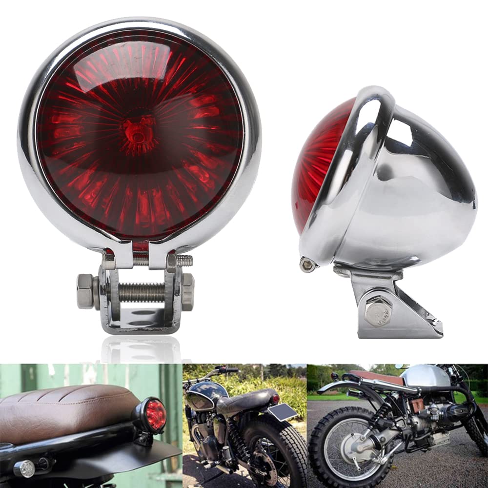 

Motorcycle Tail Lamp LED Rear Tail Light Brake Lamp Stop Lamp Cafe Racer American серебряный
