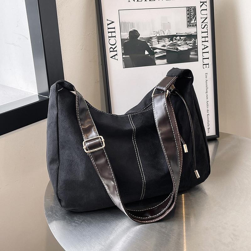 Style Suede Crossbody Bag With Top Stitching For Work And Outings