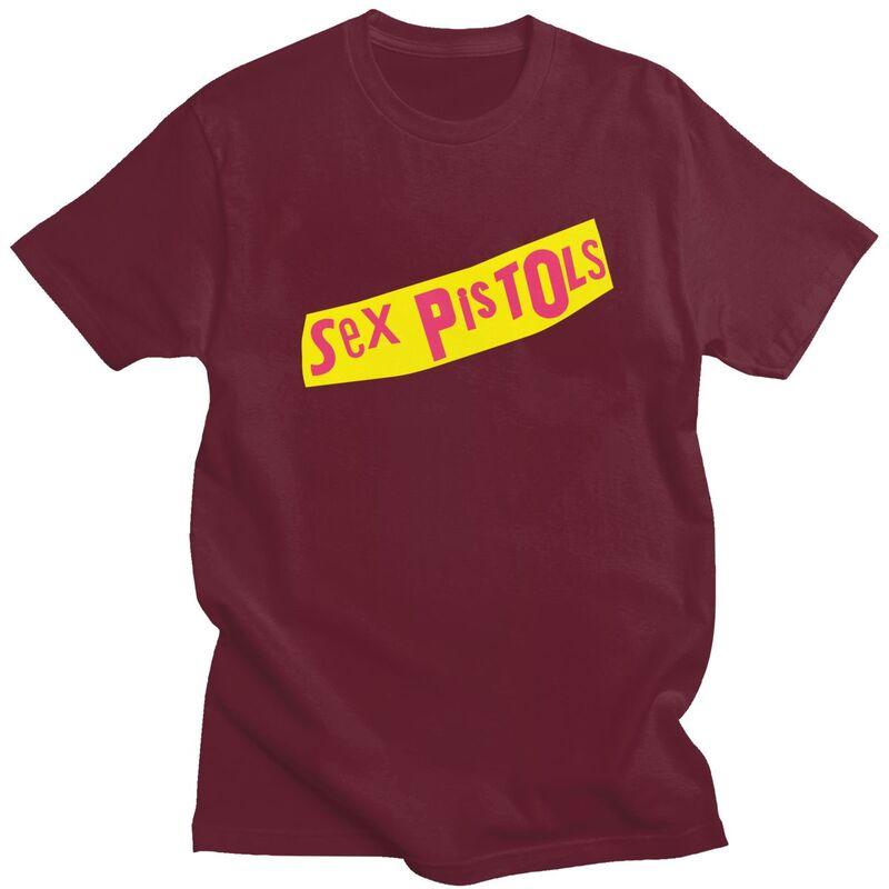 Custom Heavy Metal Sex Pistols T Shirt for Men Pure Cotton Tshirt Casual Tee Short Sleeves Rock Band Tshirts Loose Fit Clothing