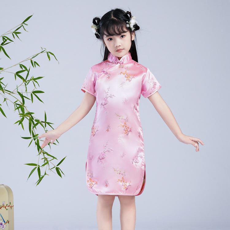 Girls' Summer Retro Cheongsam: Fashionable Chinese Princess Dress for Kids