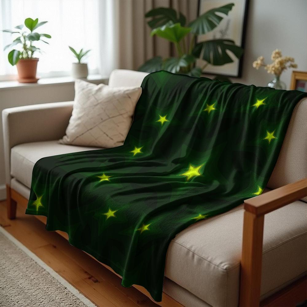 Dark Green Checkerboard Anime Cartoon Flannel Blanket Soft Warm Throw for Bedroom Sofa Car Kids Holiday Gift