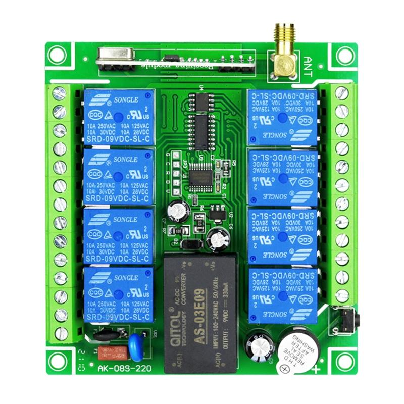 AC 220V-380V 8CH Channels 8CH RF Wireless Remote Control Switch Remote Control System Receiver Transmitter 315/433 MHz