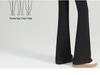 Women's Black Micro Flare Pants - 2025 Spring Collection, High Waist Elastic Slimming Fit, Drapey Suit Style