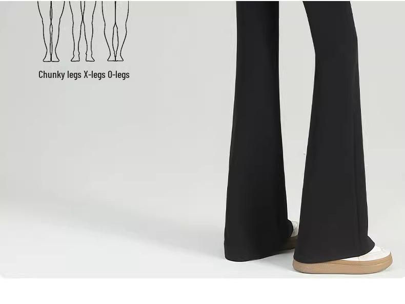 Women's Black Micro Flare Pants - 2025 Spring Collection, High Waist Elastic Slimming Fit, Drapey Suit Style