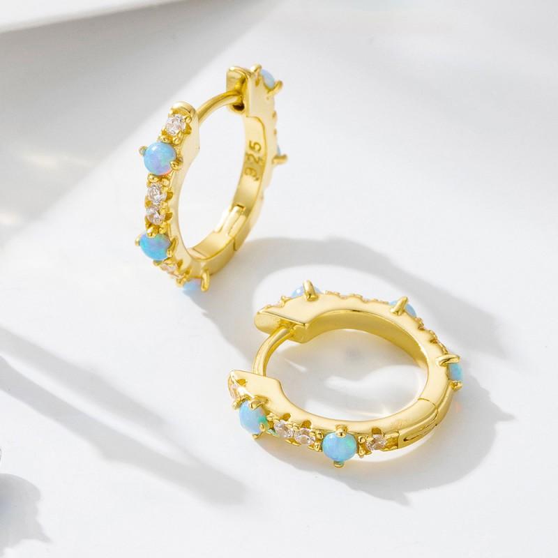 Sterling Circle Zircon Stud Earrings Women Elegant Geometric Fashion Hoop Jewelry 925 Sterling Silver
