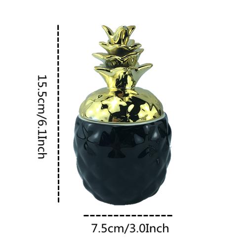 

15.5cm 20.5cm Ceramic Pineapple Storage Box for Jewelry Black Pineapple Figurines Fruit Crafts Ornaments For Home Offices