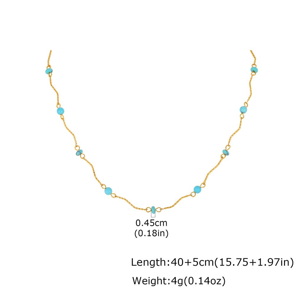 Vnox Boho Gold Plated Turquoise Imitation Pearl Wave Necklace for Women Seashells Conch Starfish Charms Choker Holiday Jewelry