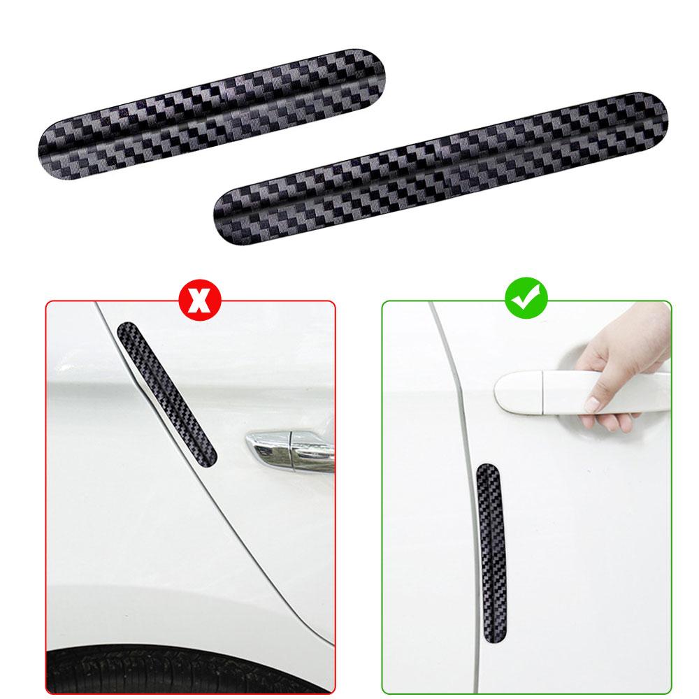 4pcs Universal Car Door Strips Anti Scratch Sticker Carbon Fiber Edge Protective Strips Side Doors Moldings Scuff Trim Stickers