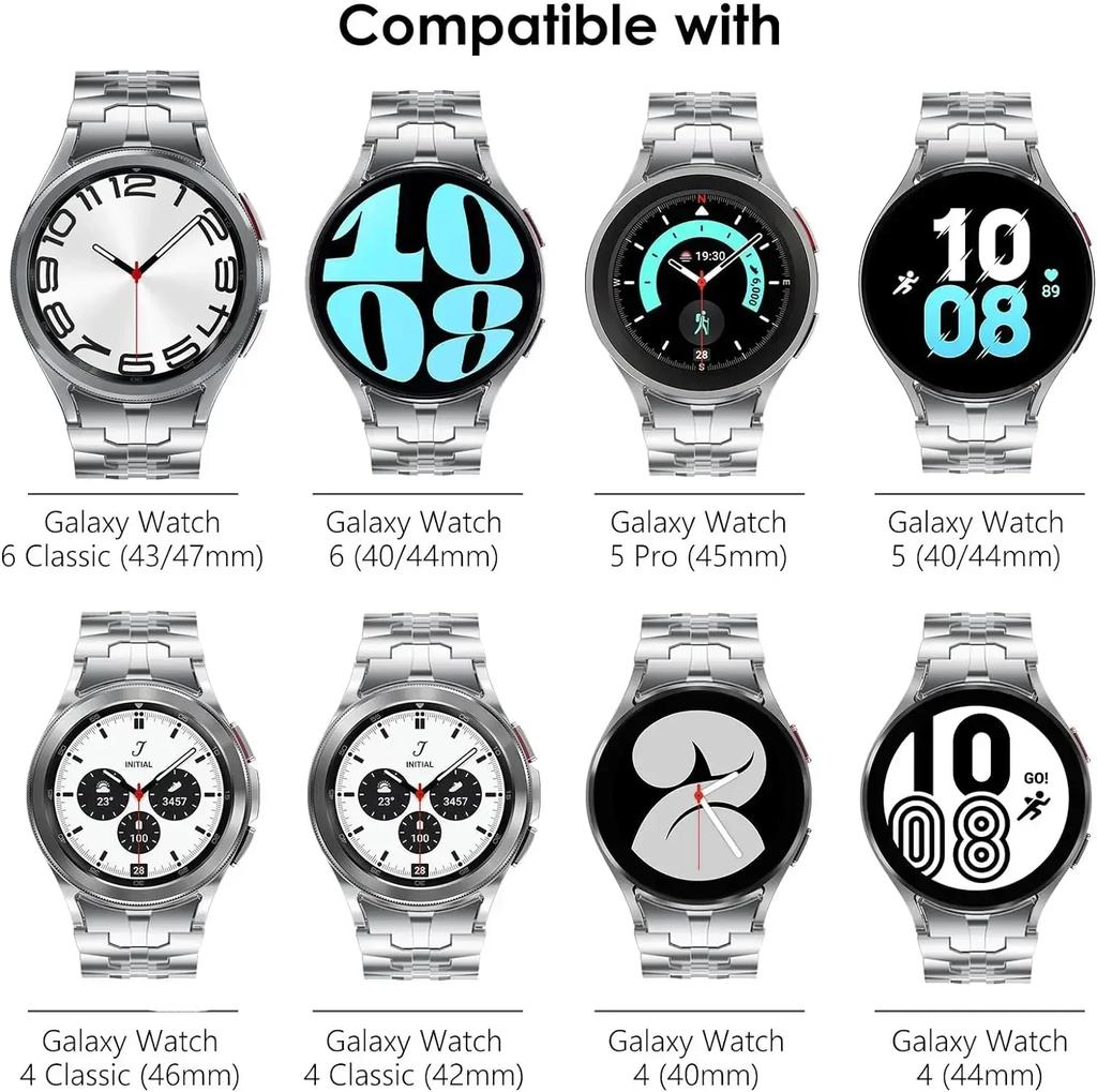Rustfri stålrem for Samsung Galaxy Watch 7 6 5 4 Klassisk 47 mm 43 mm 42 46 mm 45 mm Ingen hull Metallbånd 40 mm 44 mm lenkearmbånd