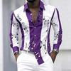 Men's Collared Shirt with Creative Musical Note Print, Trendy Long-sleeved Casual Top for Everyday Wear, Dates, and Outings.
