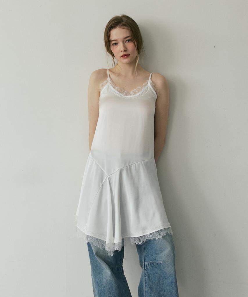 Linte Satin Lace Dress White
