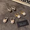 High-end color pearl ear buckle women's retro niche design real gold electroplated earrings high-end temperament earrings