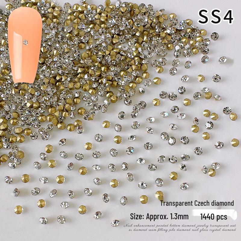 1440 Internet Celebrity White Diamonds: Pointed Bottom Nail Decoration Rhinestones, Czech Super Flash Starry Sky Glass