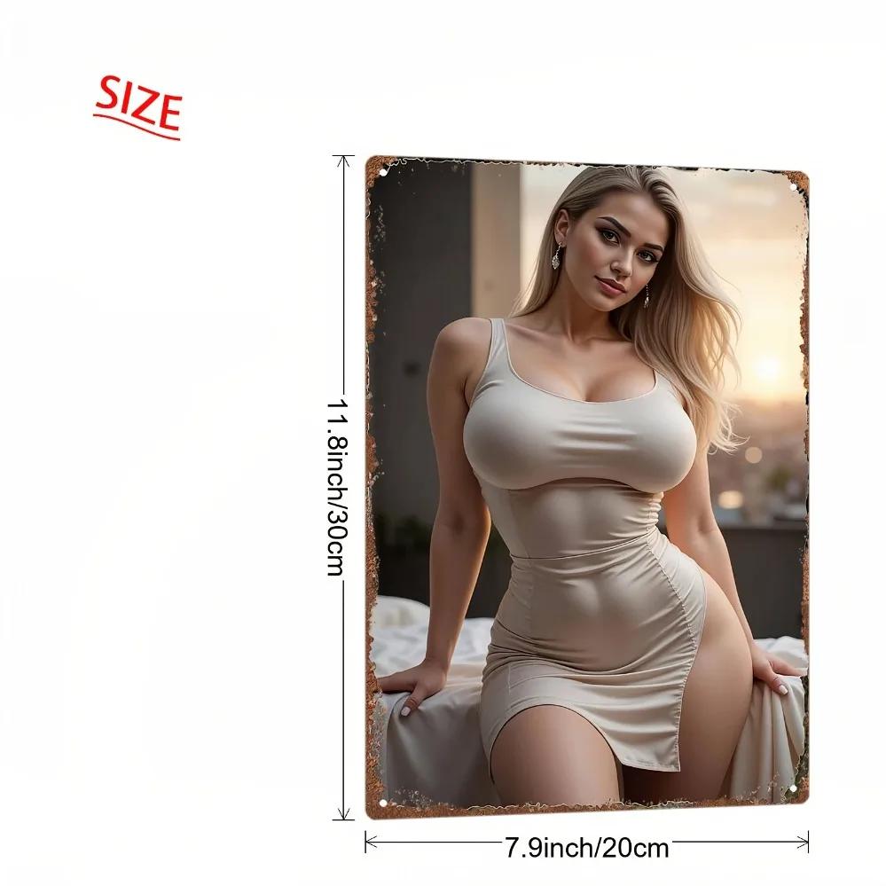 

Vintage Industrial Metal Wall Art Plaque x Inch Sexy Lady Beige Home Bar Office Decor 20x30cm