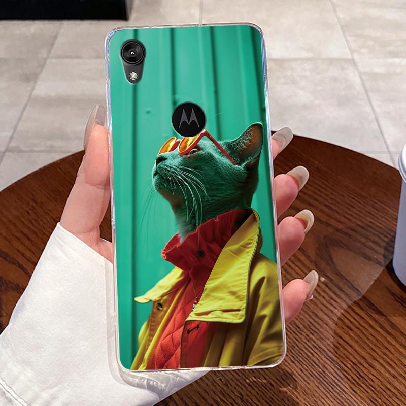 Jelly Casing For Motorola Moto E6 Fundas MOTOE6 Capa Clear Silicone Soft TPU Back Cover Cute Cat Rabbit Heart Protective Case