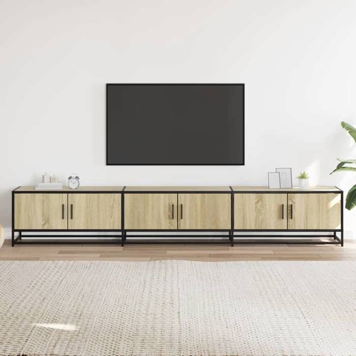 VidaXL Meuble TV chêne sonoma 240x35x41 cm bois d'ingénierie, support TV, buffet TV, meuble multimédia, banc TV, meuble 3300796