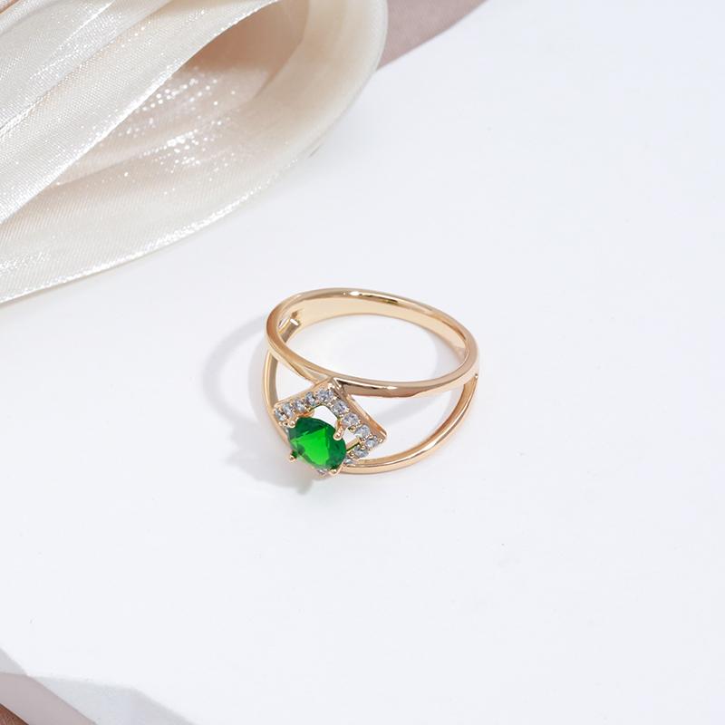 Kinel glänzende grüne Zirkon-Ringe für Damen, luxuriöser, trendiger Party-Schmuck