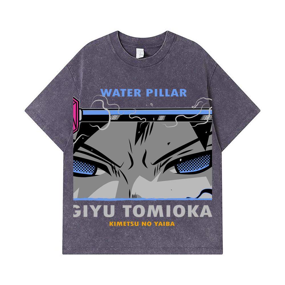 275 GSM Washed T-shirts 100% Cotton Demon Slayer V10 Tomioka Print Unisex Heavy Cotton T Shirt