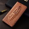 Etui do SAMSUNG Galaxy A56 A36 A26 A16 5G 3D Głowica Krokodyla Flip Case Skóra Naturalna Bydlęca Kieszonka na Karty Magnetyczne Pokrowce