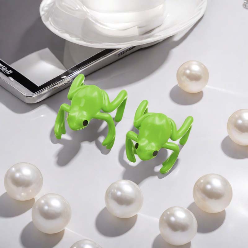 1/2 Pièces Mode Clip d'Oreille Grenouille Verte pour Femmes Filles Créatif Mignon Animal Manchette d'Oreille sans Perçage Bijoux Esthétiques Cadeaux