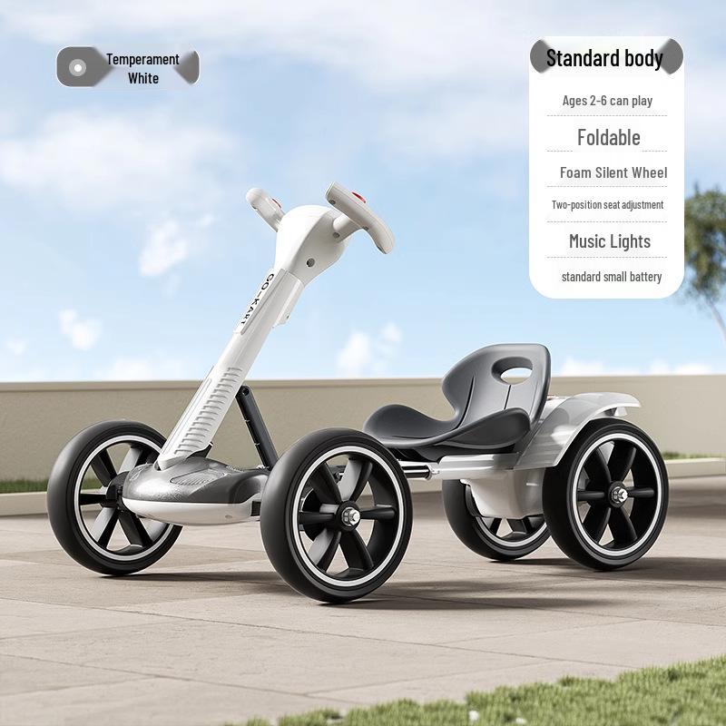 Go-Kart Elétrico Dobrável Carro de Passeio para Crianças 2-8 Anos - Não Requer Instalação