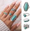 4 Teile/satz Frauen Finger Böhmen Stil Feder Unregelmäßigen Faux Türkis Dekor Breite Finger Band Schmuck