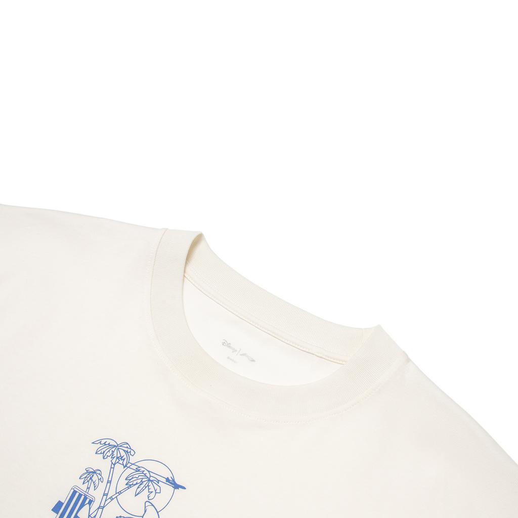 Li Ning X Disney Collaboration Stitch Series Round Neck Pullover Casual Short Sleeve T-Shirt Men T-Shirt Off-White ATSU153-1