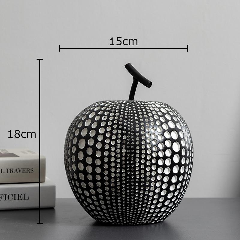Weiß Schwarz Apfel Birne Harz Skulptur Polka Dot Kunst Früchte Ornamente Abstraktes Kunstwerk Moderne Heimdeko Zubehör