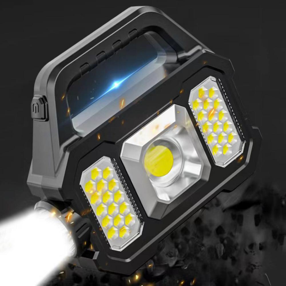 NEW USB Rechargeable Super Bright Solar LED Camping Flashlight With COB Work Lights Handheld Solar Powered Lanterns Searchlight