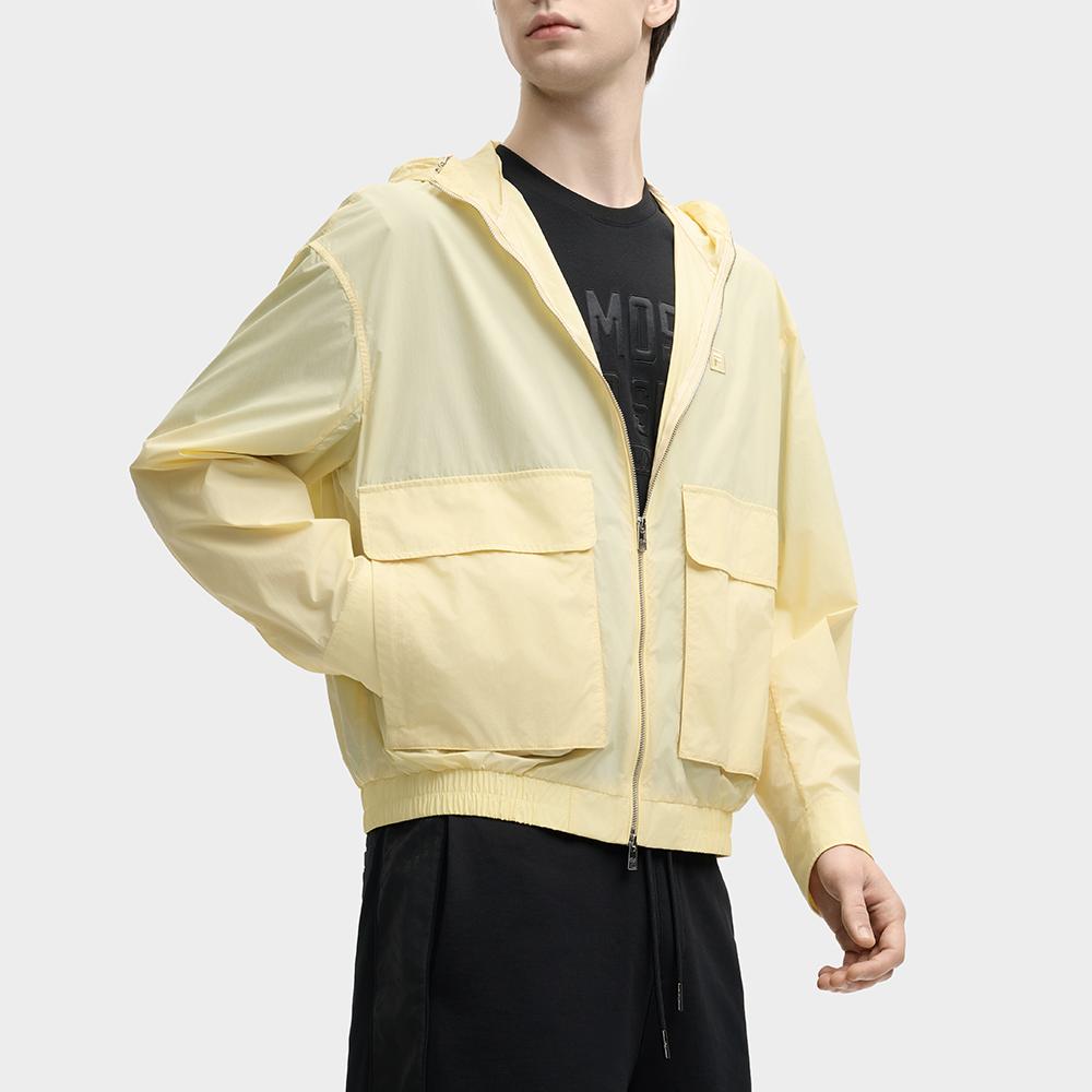 FILA Milano Series Fashion Casual Hooded Long Sleeve Jacket Men Jacket Light-Mature-Wheat-Yellow F11M525703F-YE