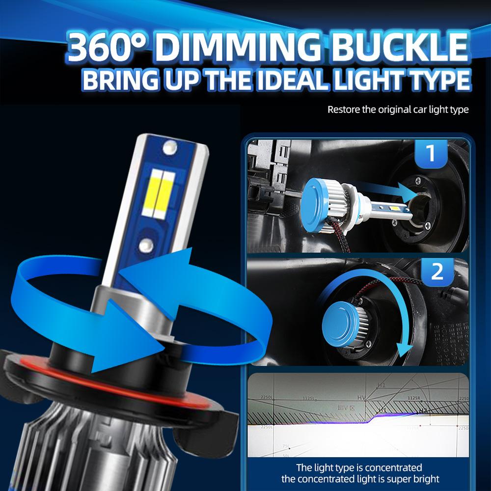 2PCS High/Low Beam H13 LED Headlight Bulb 150W 25000LM LED Headlights IP68 Waterproof 6000K White Auto Led Lights