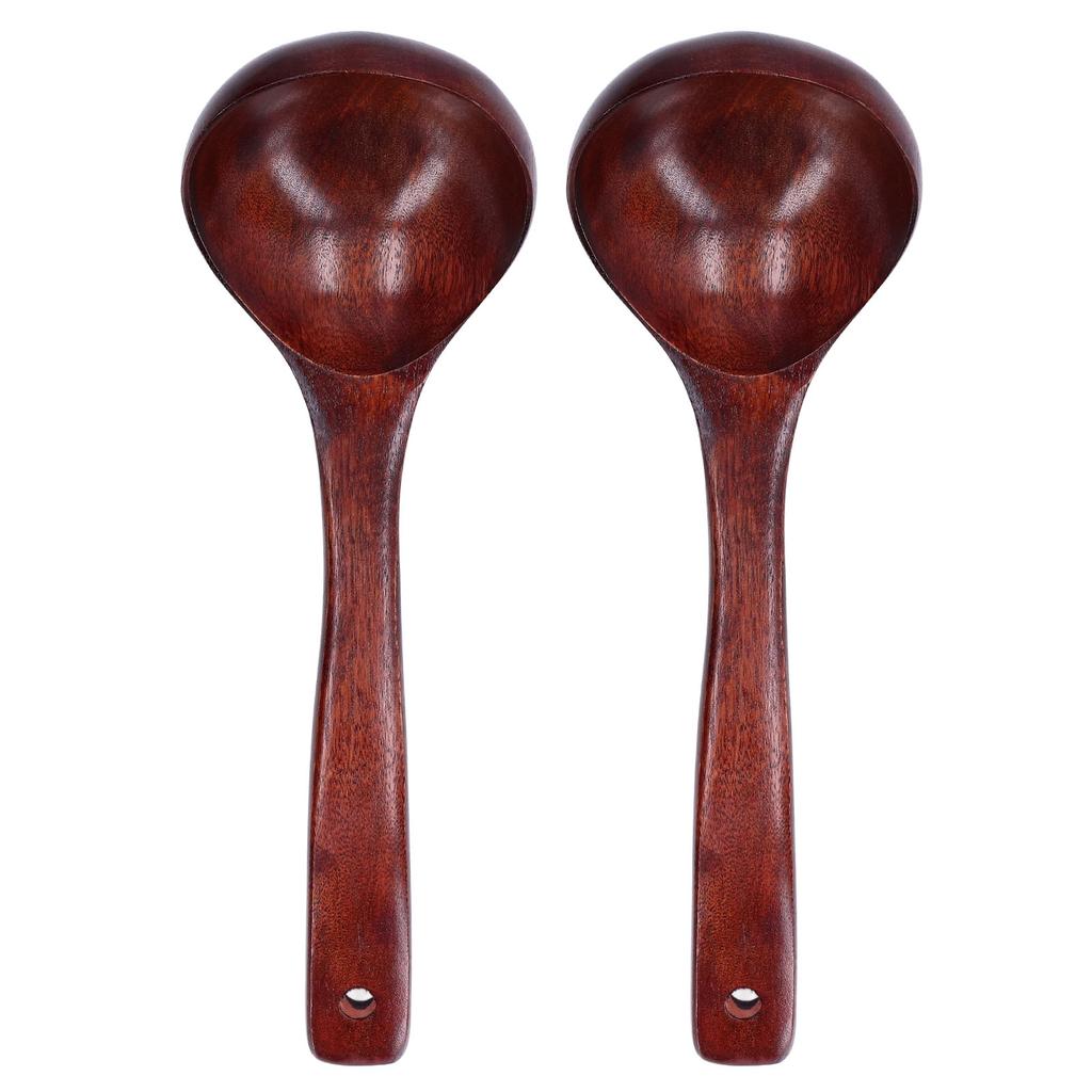 2Pcs Wooden Spoon Wood Scoop Ladle Long Handle Set Kit for Porridge Coffee Dessert9cm Spoon Width