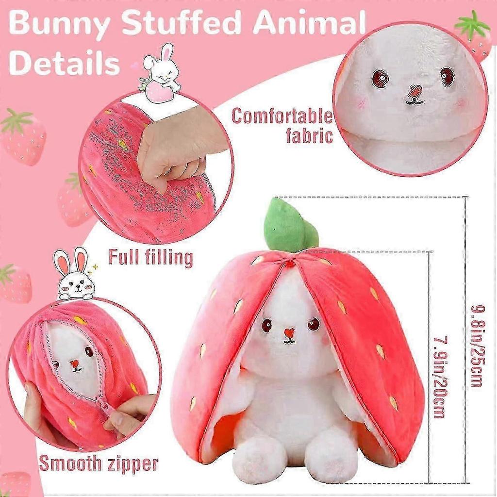 Easter Plush Bunny Toy, 25cm Strawberry Soft Plush Toy, Birthday Gift for Boys and Girls.