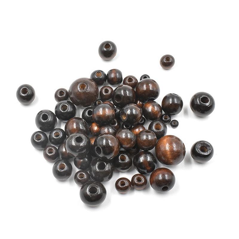 100pcs Wooden Beads Unfinished Natural Round Wood Spacer Beads Hair Braid Barrel Bead for DIY Crafts Hair Macrame Jewelry Making