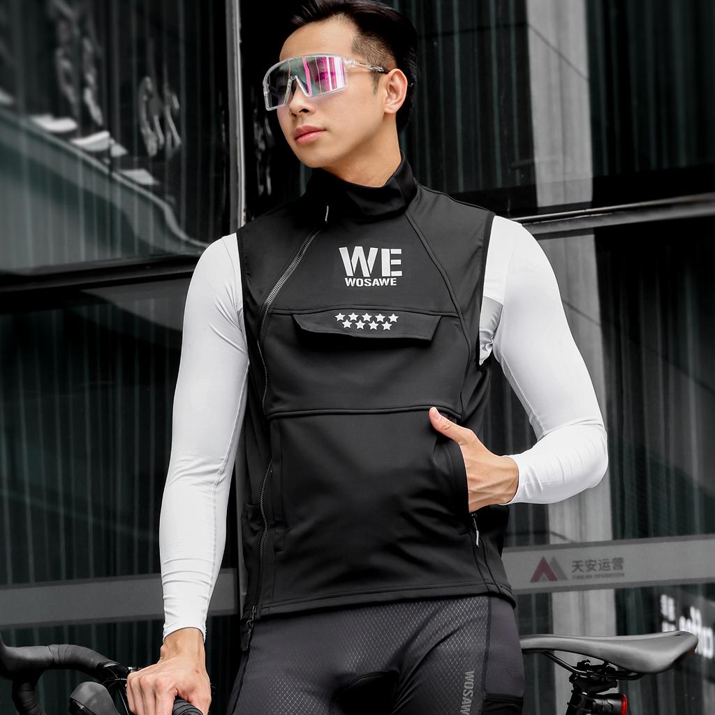 WOSAWE Winter Unisex Motorcycle Road Cycling Hybrid Fleece Water-Resistant Sports Outdoor Riding Thermal Vest