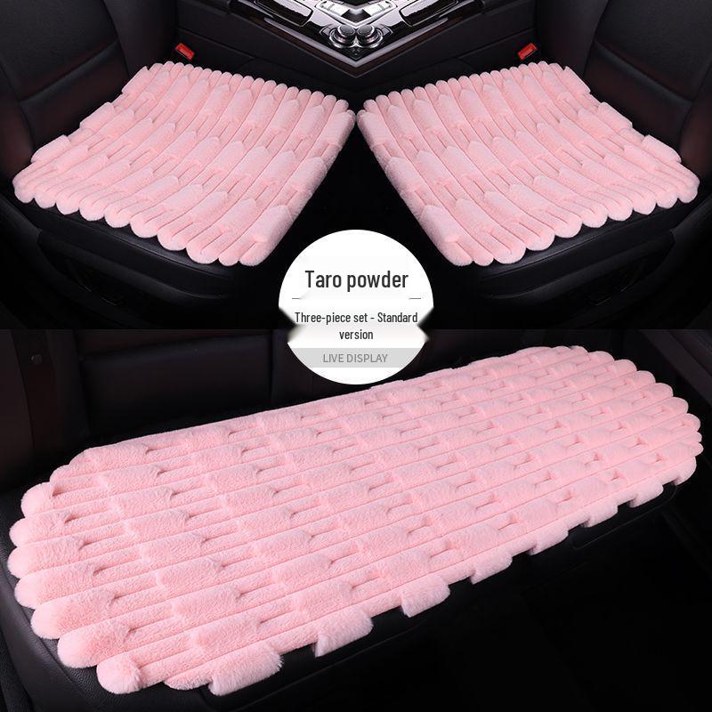 Universal Heated Winter Bamboo Plush Car Seat Cushion Set - Non-slip, Thickened, Three-piece for Warmth and Comfort