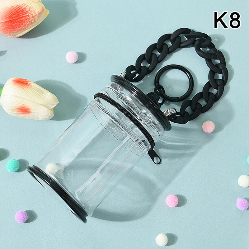 Dustproof Barrel-shaped Mystery Box PVC Organizer Transparent Storage Box Doll Bag Organization With Keychain Case