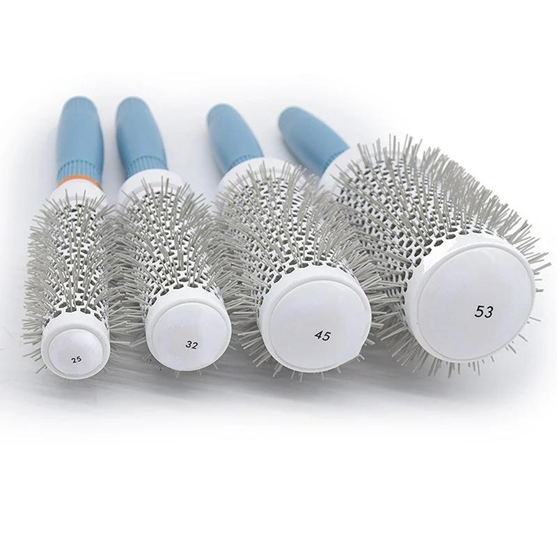 Hair Comb Professional Salon Hair Brush Hair Styling Hairbrush Hairdressing Comb Round Curly Rollers Tools Blue