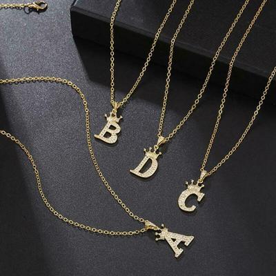 Unisex A-Z Alfabe Kolye Uçları Vintage Zincir Punk Kolyeler Moda Taç Takı Aksesuarları Kristal Zirkon Yeni Hip-Hop Tarzı
