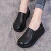 Plattform Damesko Nye Leather Flats Fritidssko for kvinner Rundt hode Slip-On Sko Pumps Fritid Fest Kontor Dame Loafers